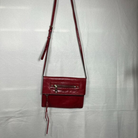 Rebecca Minkoff Red Grained Leather Adjustable Size Strap Crossbody Bag - Picture 10 of 15